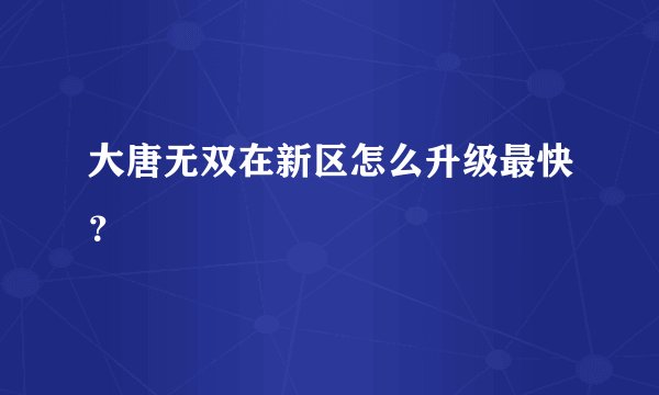 大唐无双在新区怎么升级最快?