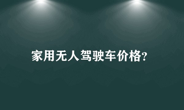 家用无人驾驶车价格？