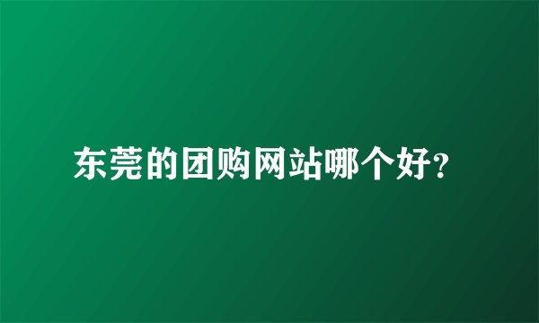 东莞的团购网站哪个好？