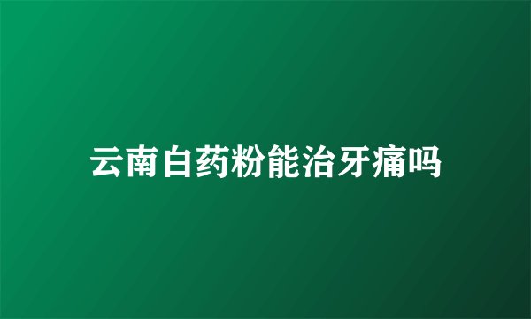 云南白药粉能治牙痛吗