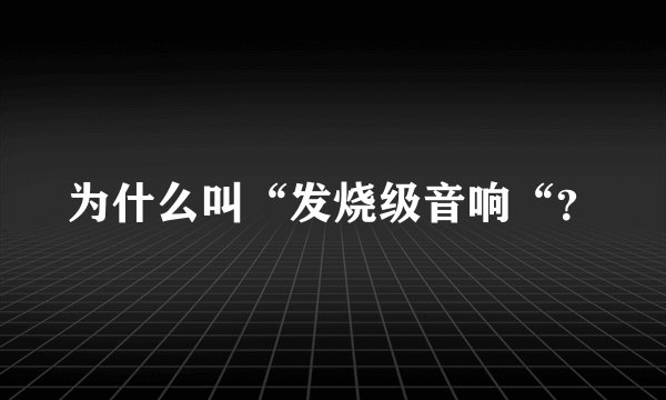 为什么叫“发烧级音响“?