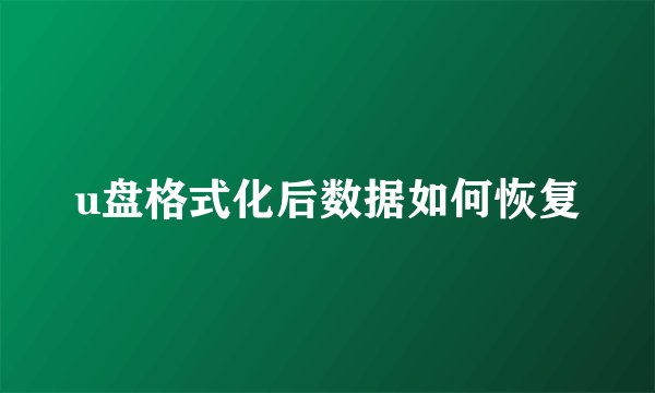 u盘格式化后数据如何恢复