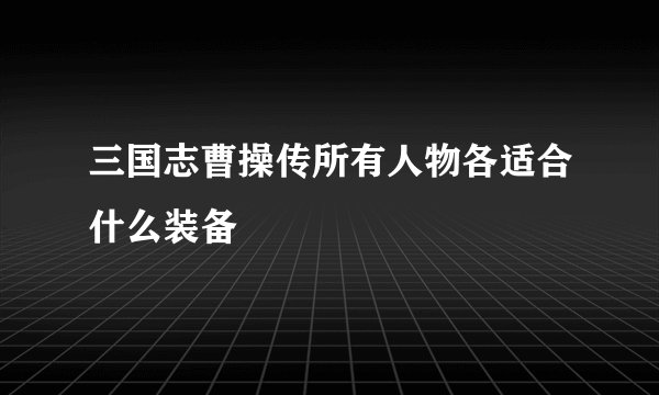 三国志曹操传所有人物各适合什么装备
