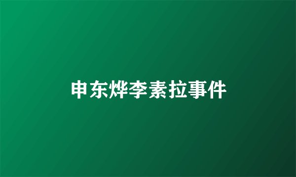 申东烨李素拉事件
