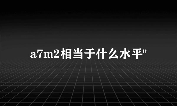 a7m2相当于什么水平