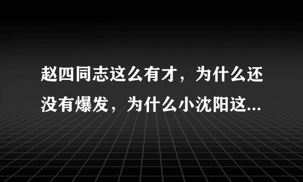 赵四同志这么有才，为什么还没有爆发，为什么小沈阳这样的还能火这么久！力挺赵四