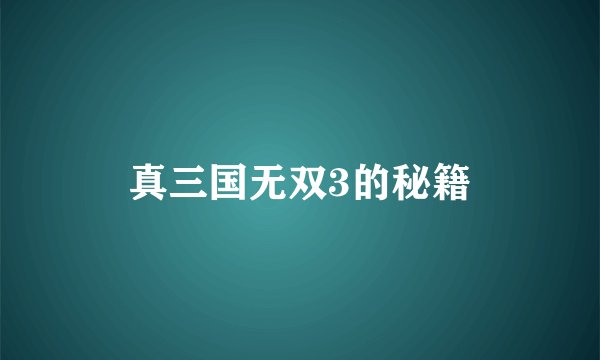 真三国无双3的秘籍