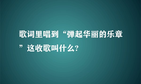 歌词里唱到“弹起华丽的乐章”这收歌叫什么?