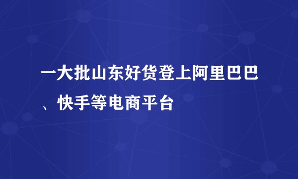 一大批山东好货登上阿里巴巴、快手等电商平台