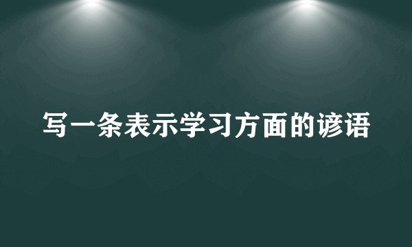 写一条表示学习方面的谚语