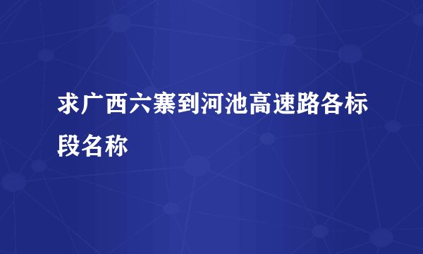 求广西六寨到河池高速路各标段名称