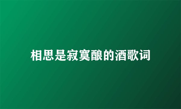 相思是寂寞酿的酒歌词