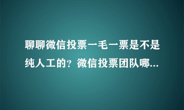 聊聊微信投票一毛一票是不是纯人工的？微信投票团队哪个便宜？