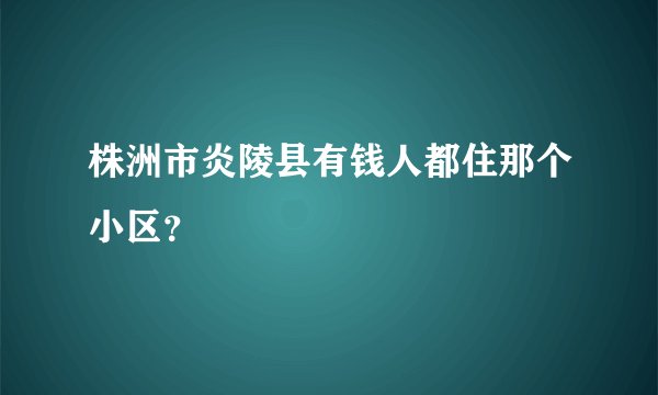 株洲市炎陵县有钱人都住那个小区？