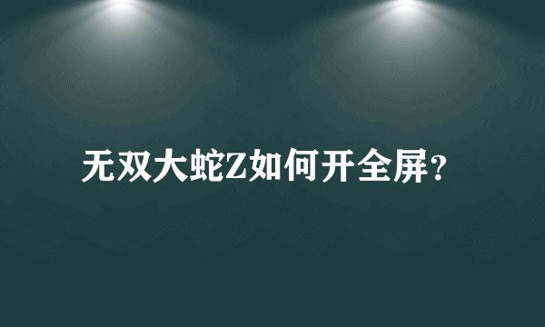 无双大蛇Z如何开全屏？