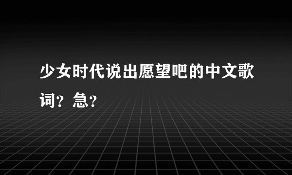 少女时代说出愿望吧的中文歌词？急？