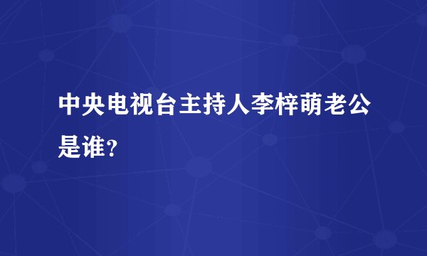 中央电视台主持人李梓萌老公是谁?