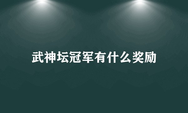 武神坛冠军有什么奖励