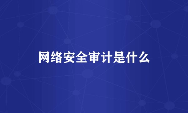 网络安全审计是什么