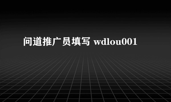 问道推广员填写 wdlou001