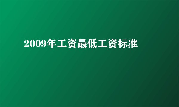 2009年工资最低工资标准