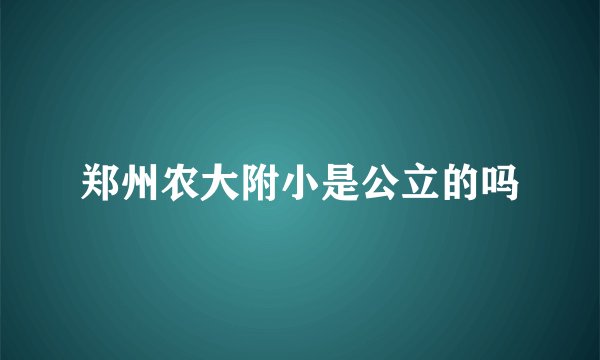 郑州农大附小是公立的吗