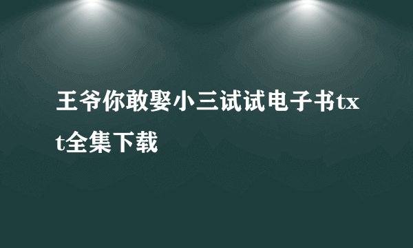 王爷你敢娶小三试试电子书txt全集下载