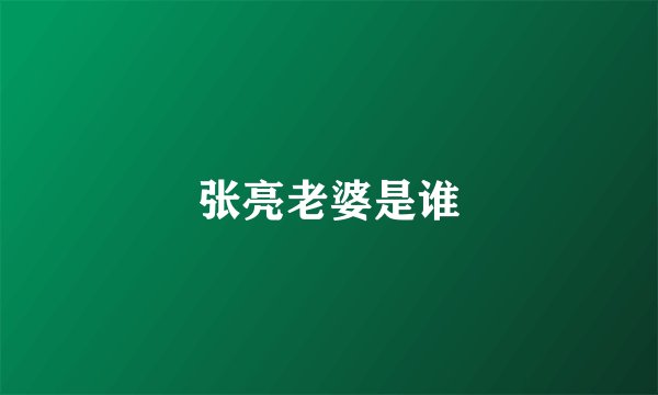 张亮老婆是谁