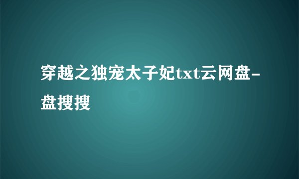 穿越之独宠太子妃txt云网盘-盘搜搜