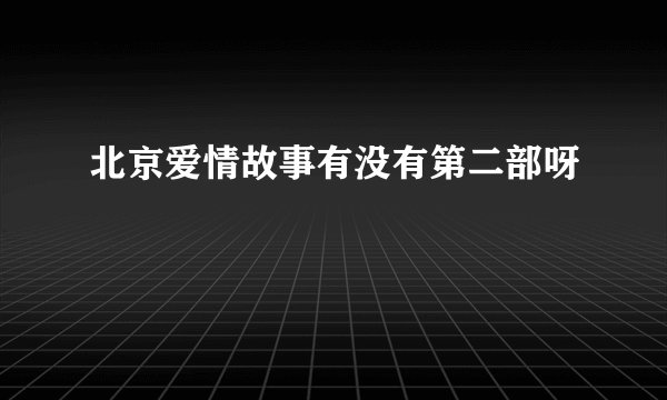 北京爱情故事有没有第二部呀