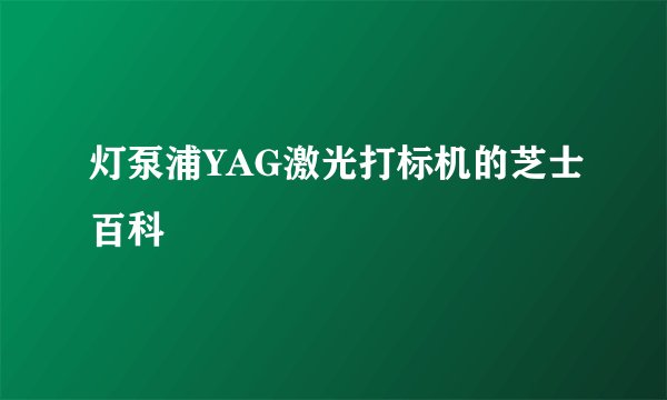 灯泵浦YAG激光打标机的芝士百科