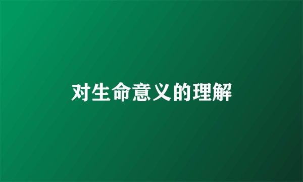 对生命意义的理解