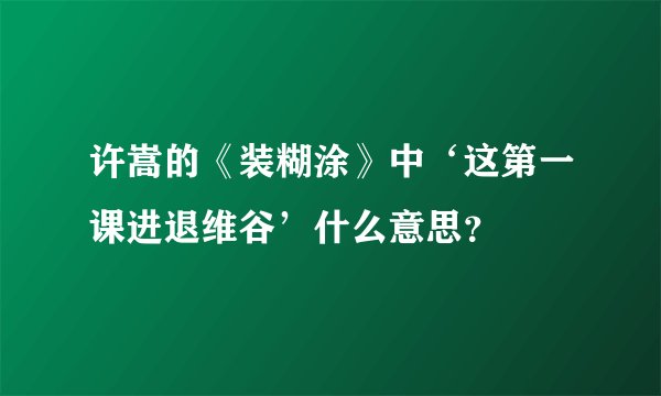 许嵩的《装糊涂》中‘这第一课进退维谷’什么意思?
