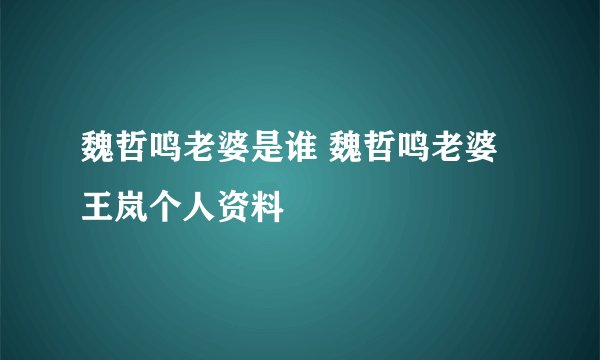 魏哲鸣老婆是谁 魏哲鸣老婆王岚个人资料
