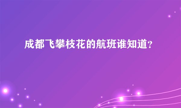 成都飞攀枝花的航班谁知道？
