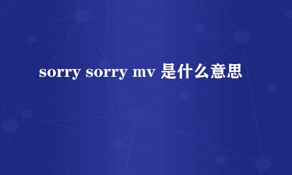 sorry sorry mv 是什么意思
