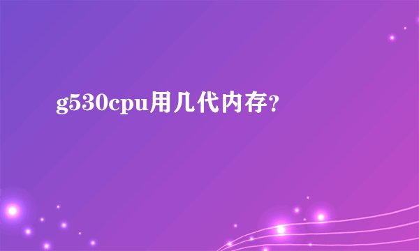 g530cpu用几代内存？