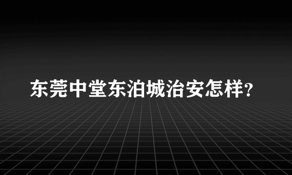 东莞中堂东泊城治安怎样？