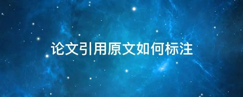 论文引用原文如何标注