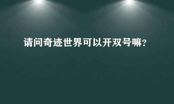 请问奇迹世界可以开双号嘛？