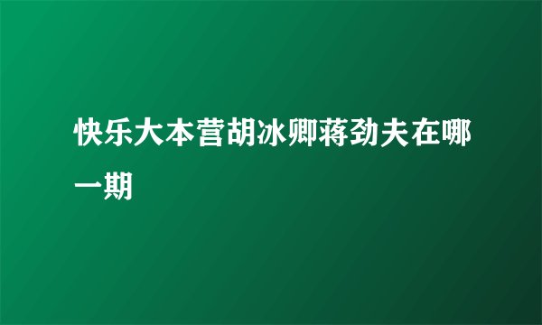 快乐大本营胡冰卿蒋劲夫在哪一期