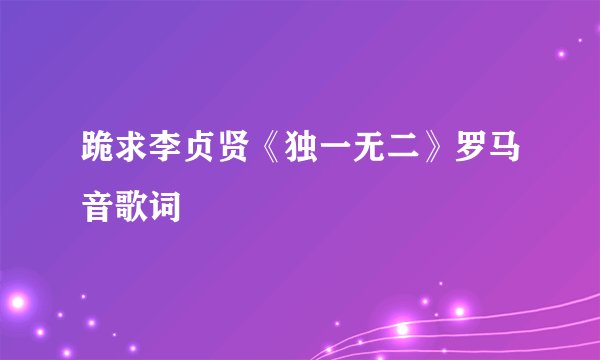 跪求李贞贤《独一无二》罗马音歌词