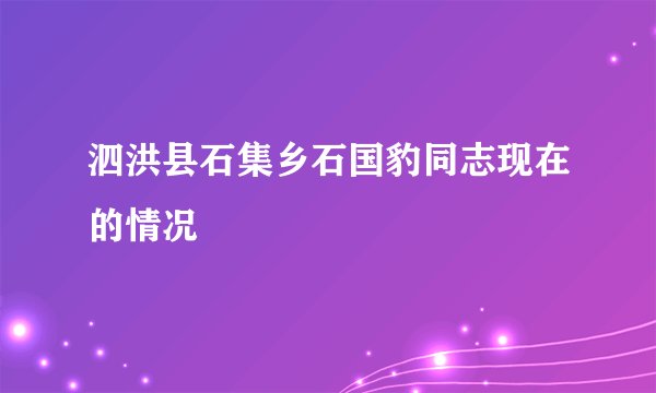 泗洪县石集乡石国豹同志现在的情况