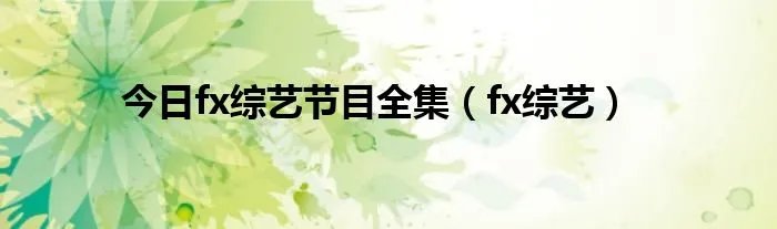 今日fx综艺节目全集(fx综艺)