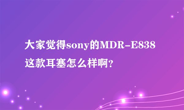 大家觉得sony的MDR-E838这款耳塞怎么样啊？