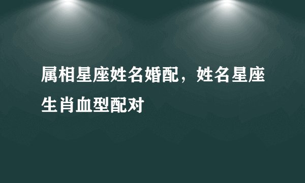 属相星座姓名婚配，姓名星座生肖血型配对