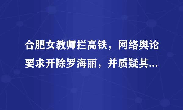 合肥女教师拦高铁，网络舆论要求开除罗海丽，并质疑其老公当天是否买票，真的有必要吗？