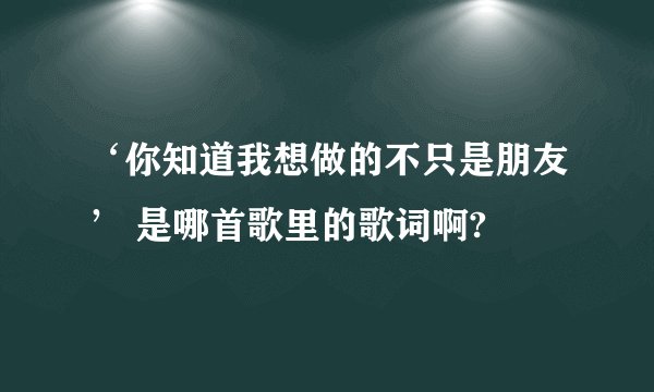 ‘你知道我想做的不只是朋友’ 是哪首歌里的歌词啊?