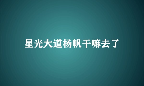 星光大道杨帆干嘛去了