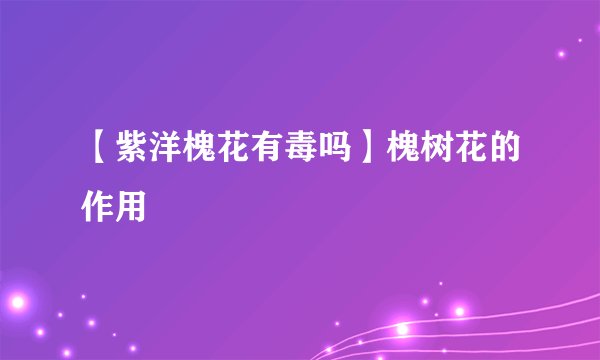 【紫洋槐花有毒吗】槐树花的作用